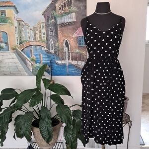 Black and White Polka Dot Midi Dress